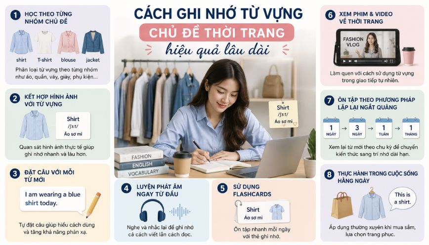 Cách ghi nhớ từ vựng chủ đề thời trang hiệu quả lâu dài