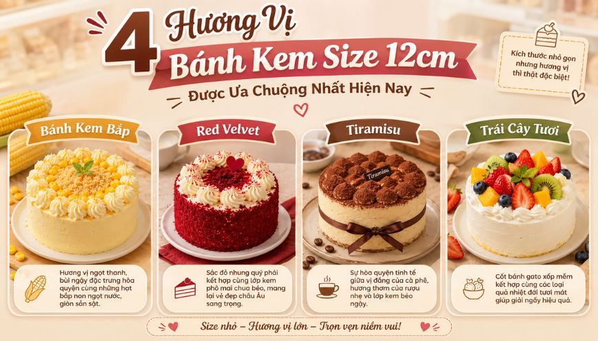 4 hương vị bánh kem 12cm được ưa chuộng nhất hiện nay