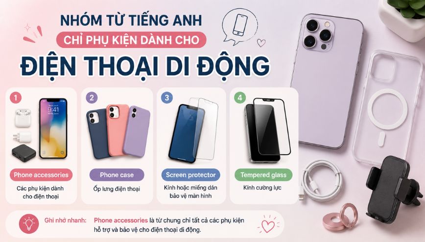 Nhóm từ tiếng Anh chỉ phụ kiện dành cho điện thoại di động