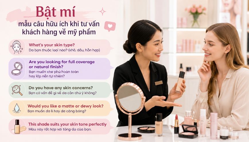 Bật mí mẫu câu hữu ích khi tư vấn khách hàng về mỹ phẩm