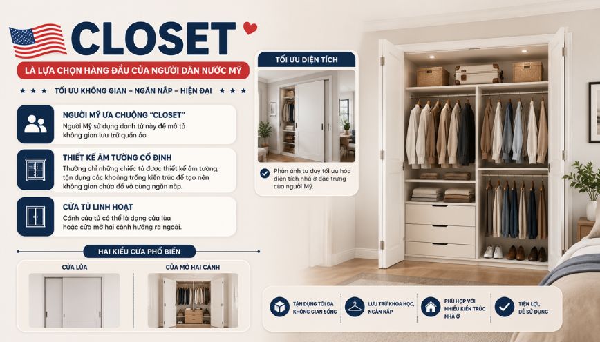 Closet là lựa chọn hàng đầu của người dân nước Mỹ