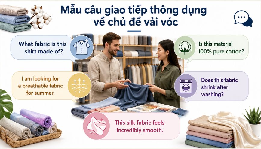 Mẫu câu giao tiếp thông dụng về chủ đề vải vóc