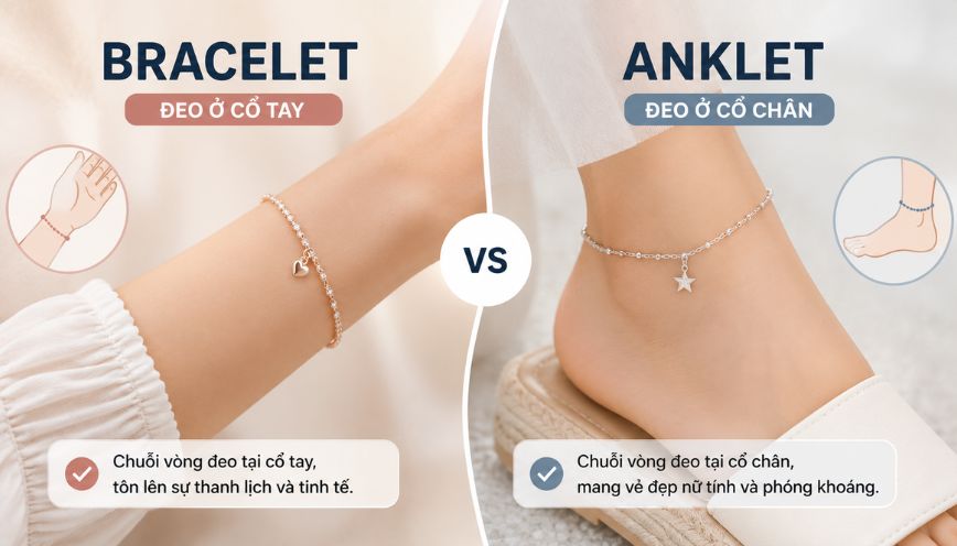 Sự khác biệt giữa hai khái niệm anklet và chủ đề trên là gì?